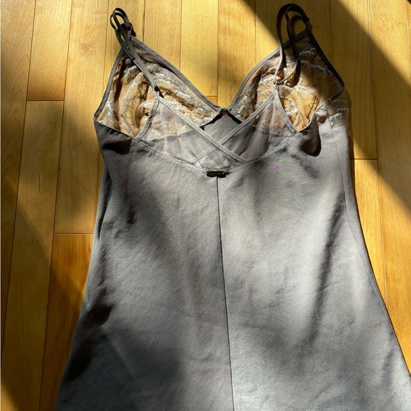 Calvin Klein Gray/Taupe Slip Dress with Lace Trim - Picture 4 of 4